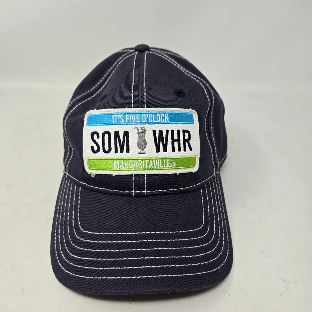 Margaritaville Its Five OClock Somewhere Navy Blue Baseball Hat Adjustable Cap